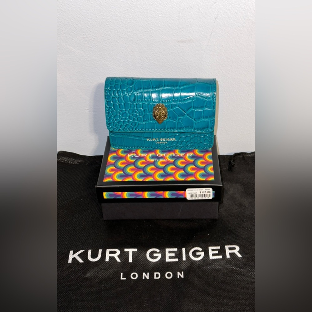 Kurt Geiger London XS Shoreditch Medium Blue Leather Crossbody Bag
